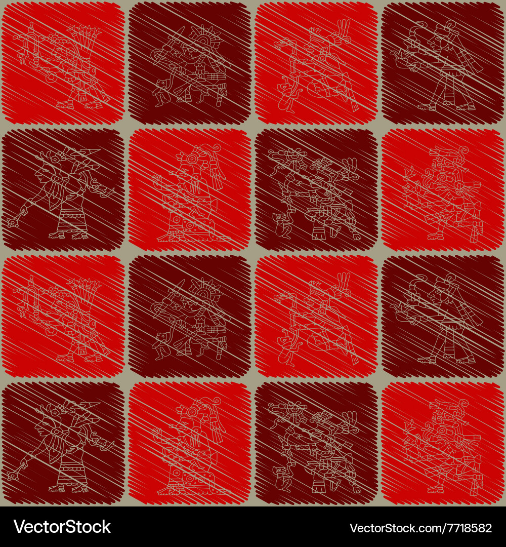 Seamless pattern with symbols from aztec codices Vector Image