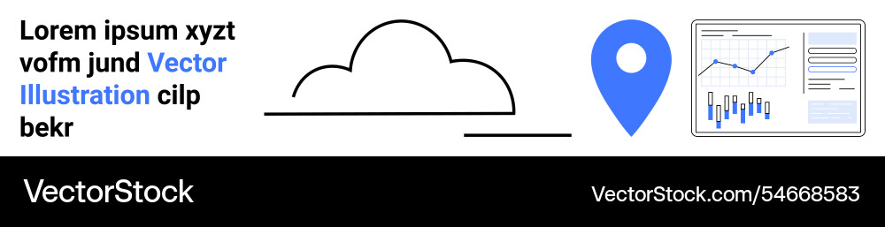 Cloud location pin and data analysis graph Cloud location pin and data analysis graph vector image