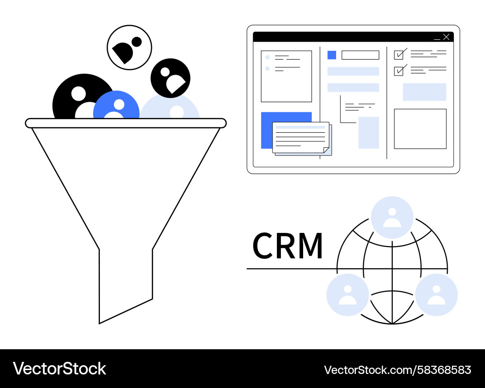 CRM Workflow & User Funnel Vector Image