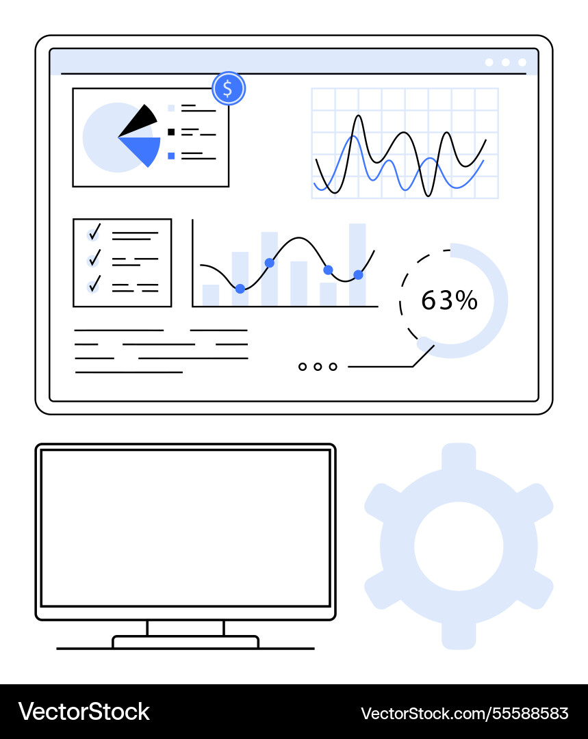 Data analytics and financial dashboard displayed Data analytics and financial dashboard displayed vector image