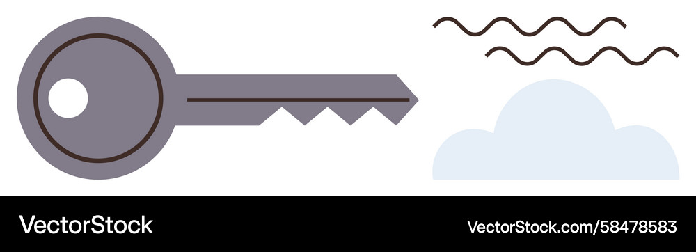Digital Access Key with Cloud & Wireless Vector Image