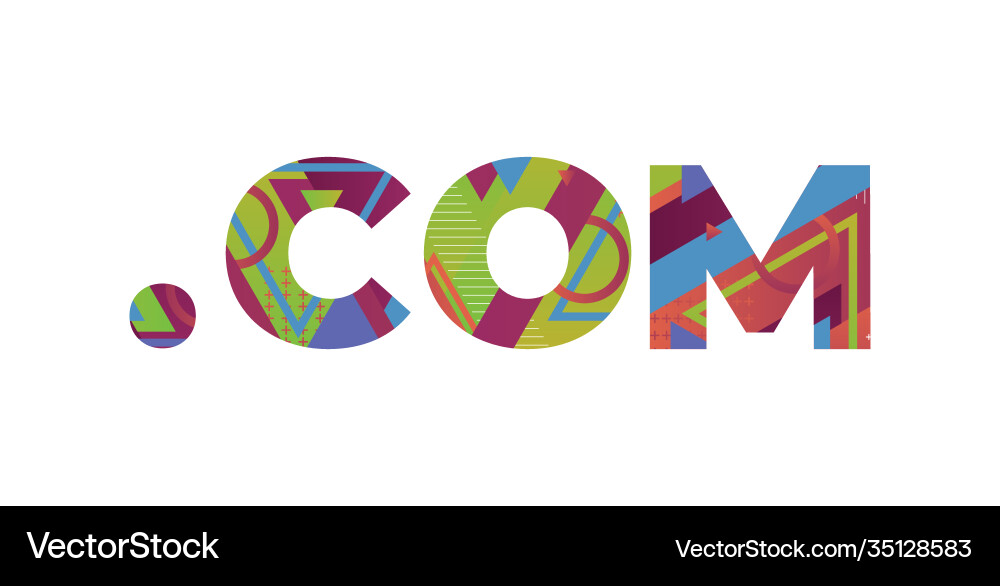 Dot com concept retro colorful word art Vector Image