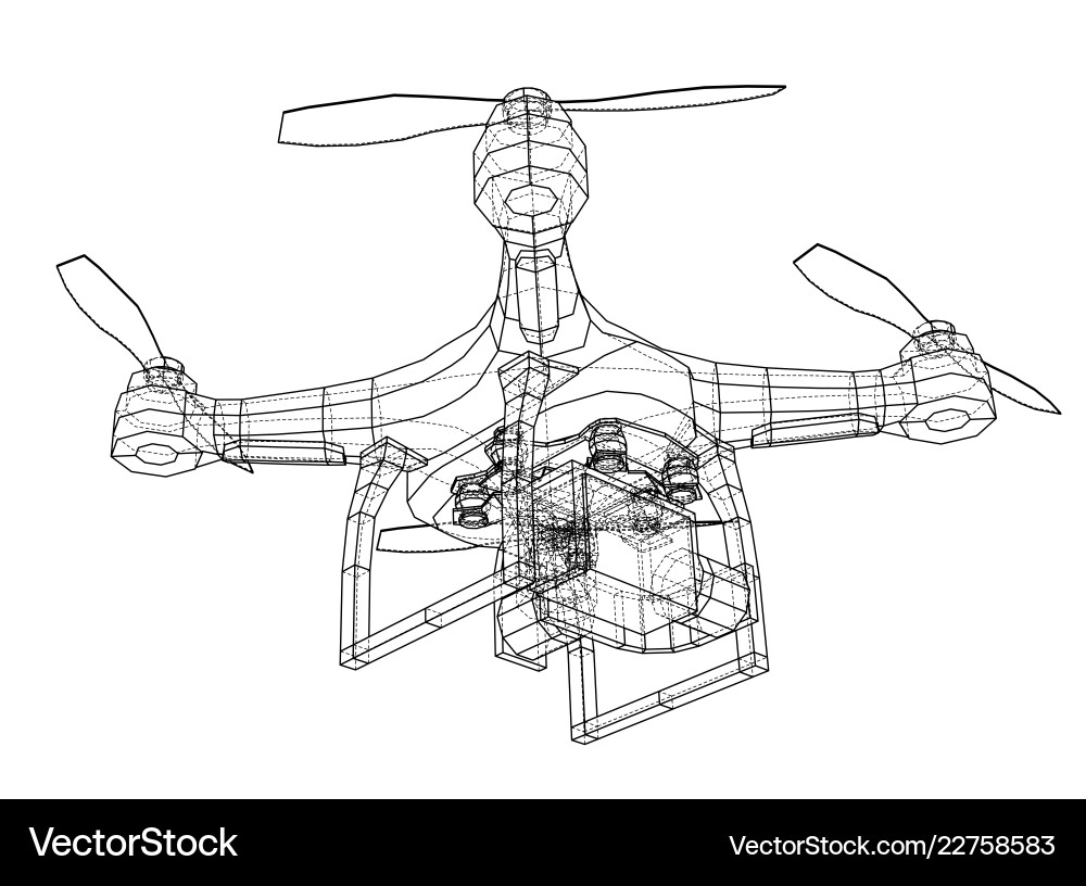 Drone concept rendering of 3d Drone concept rendering of 3d vector image