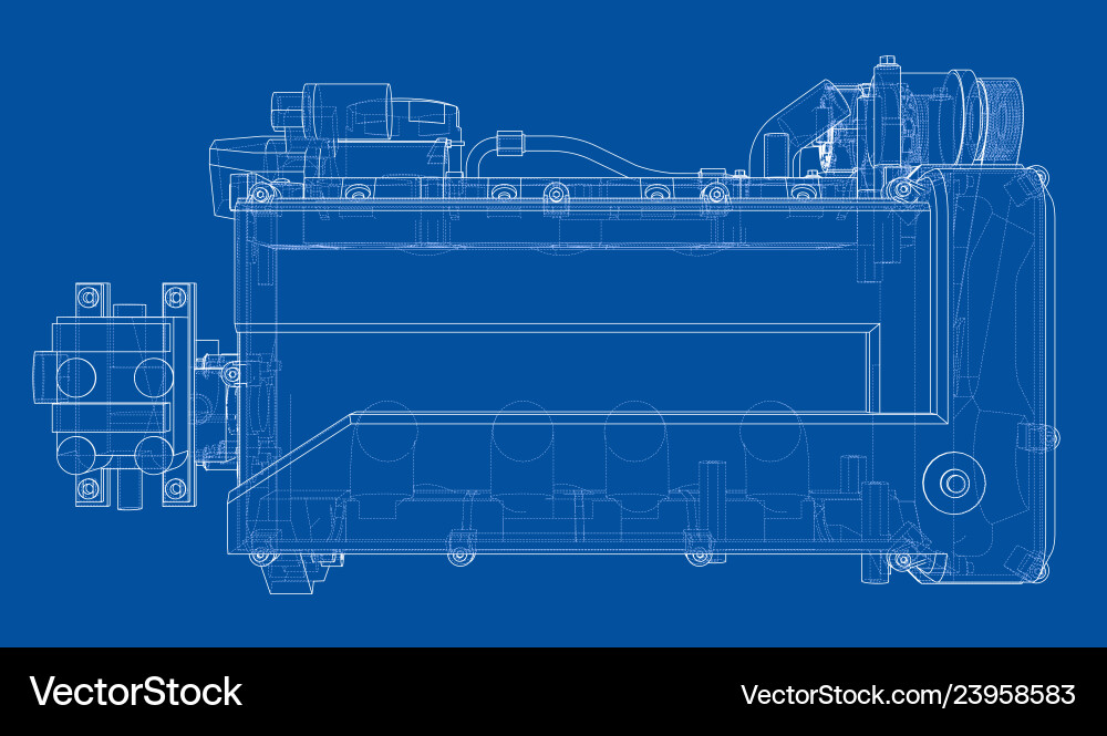 Engine sketch rendering of 3d Vector Image