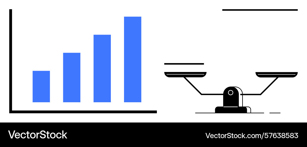Graph with increasing bars and balance scale Graph with increasing bars and balance scale vector image