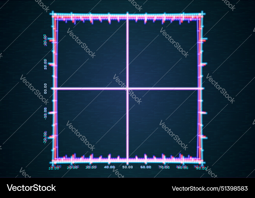 Neon interface background with grid and ruler vector image