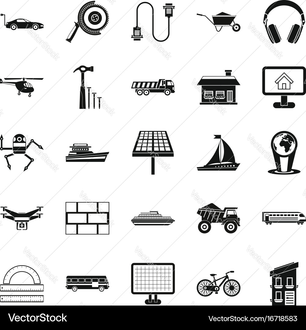 Plot icons set simple style Vector Image