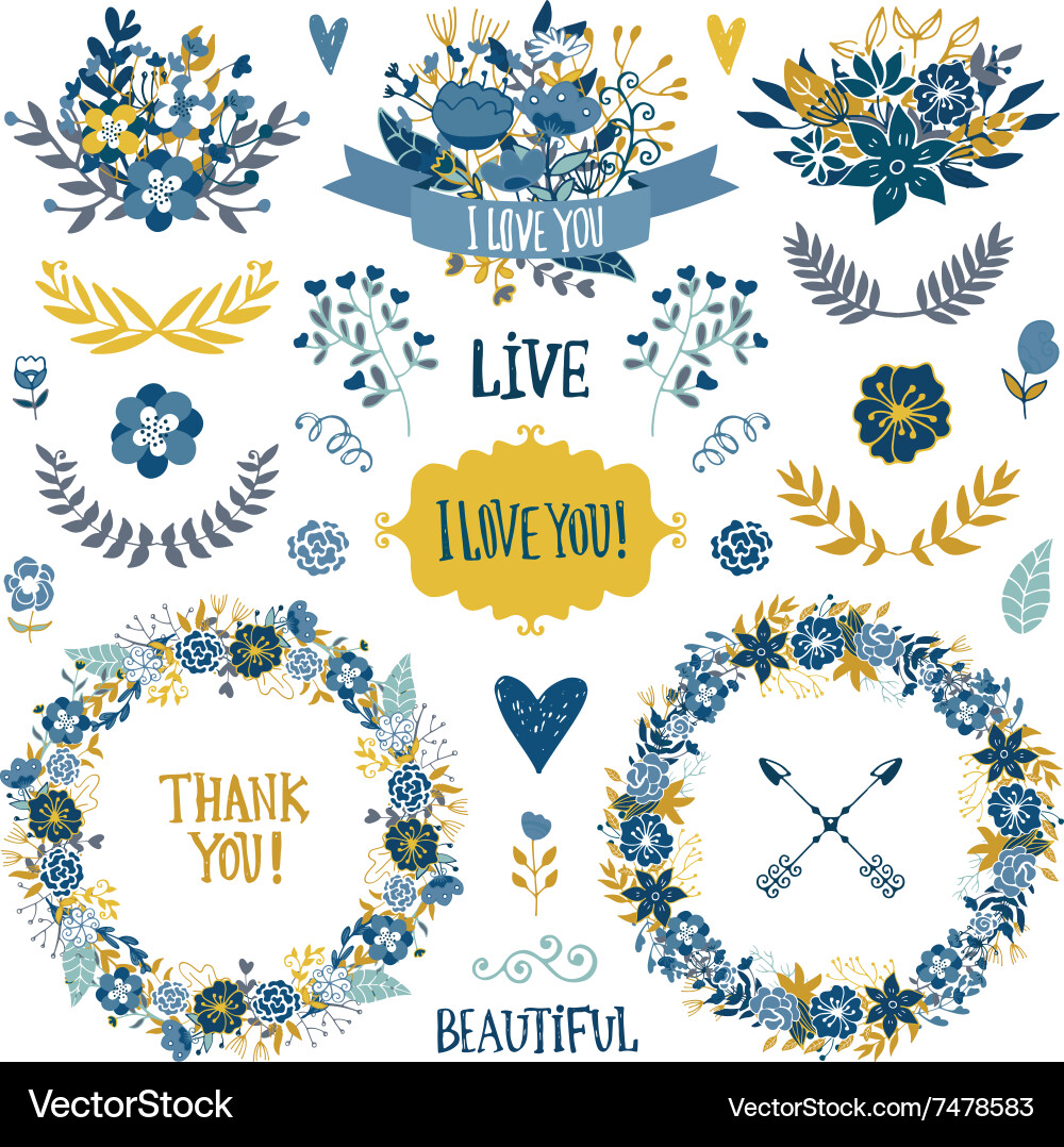 Romantic Floral Wedding Collection vector image