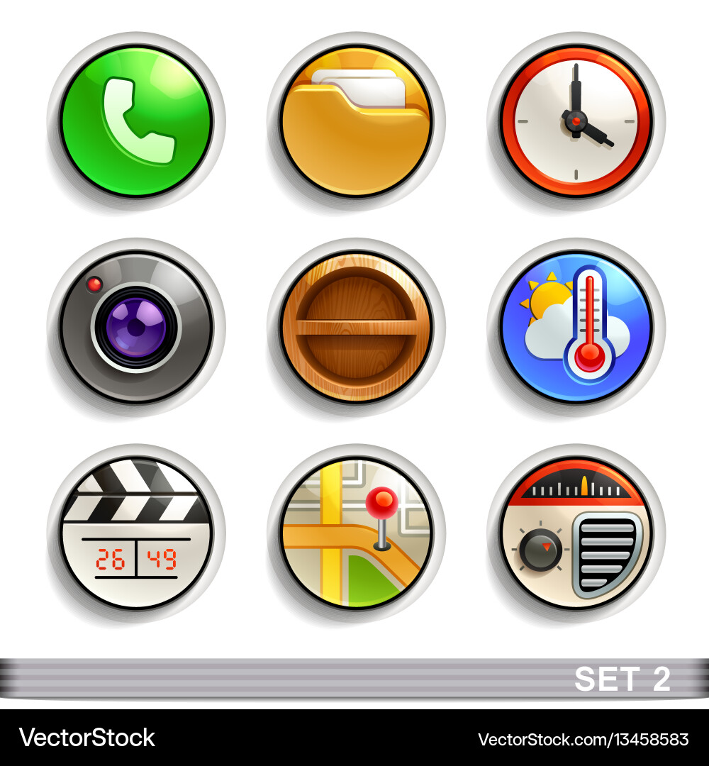 Round Button Icons - Set 2 vector image