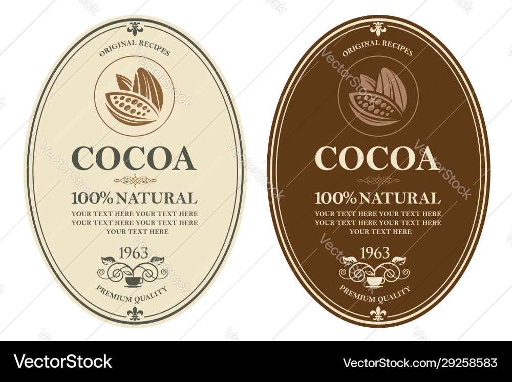 Set cocoa labels Set cocoa labels vector image