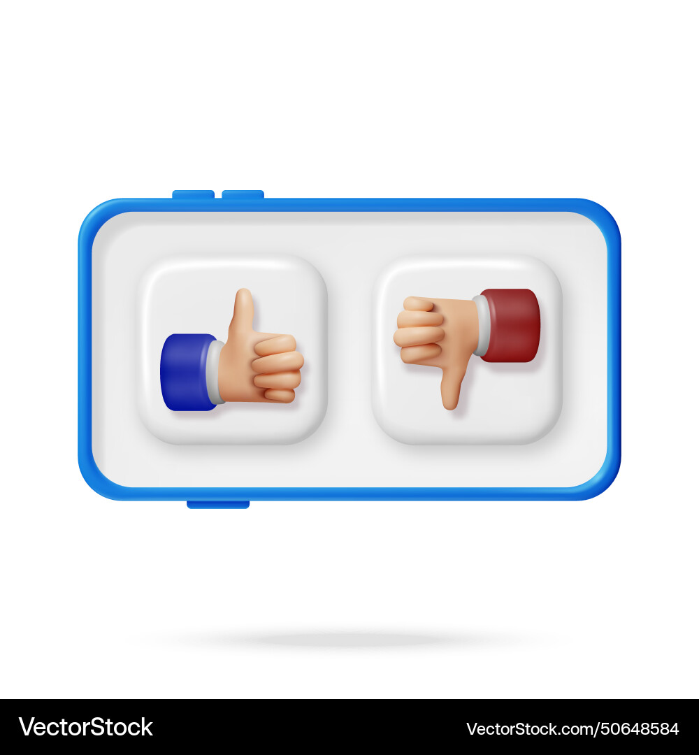 3d thumbs up and down gestures in phone Royalty Free Vector