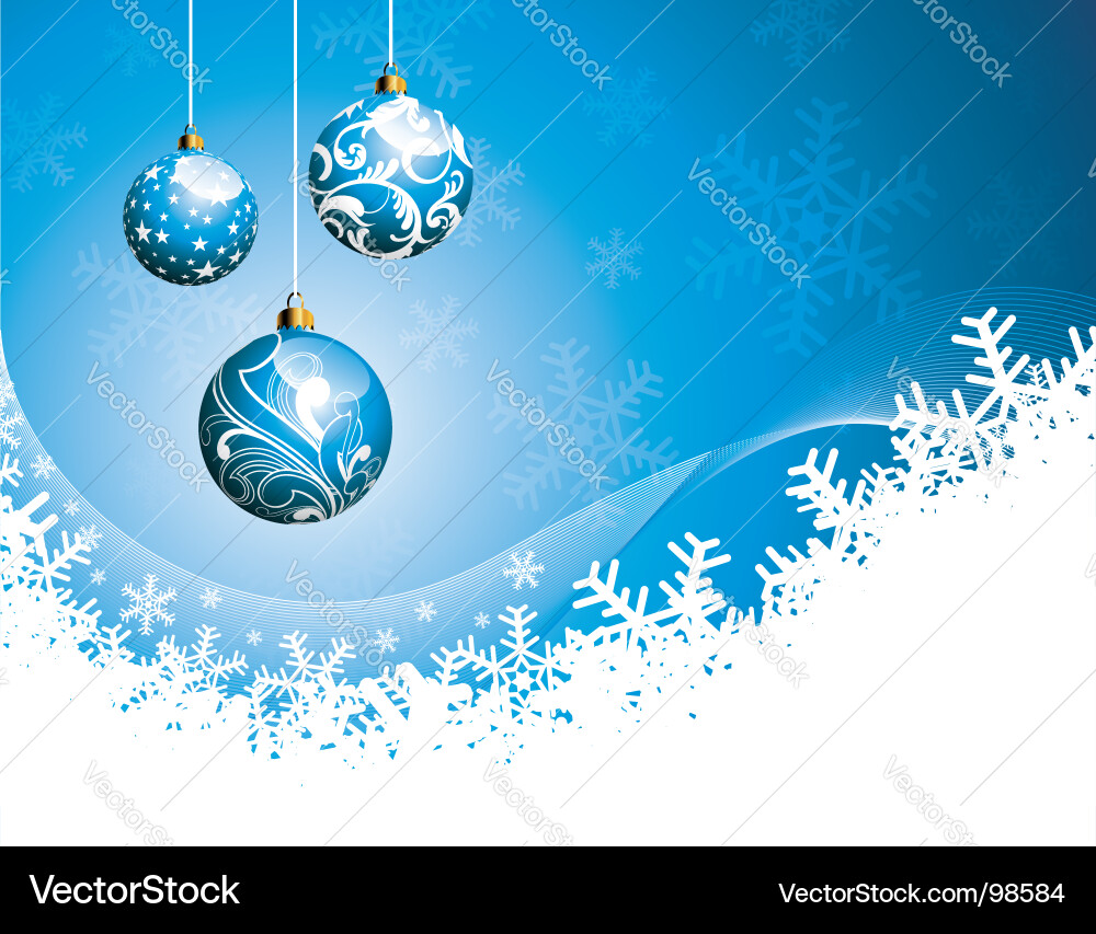 Christmas Balls on Blue Vector Image