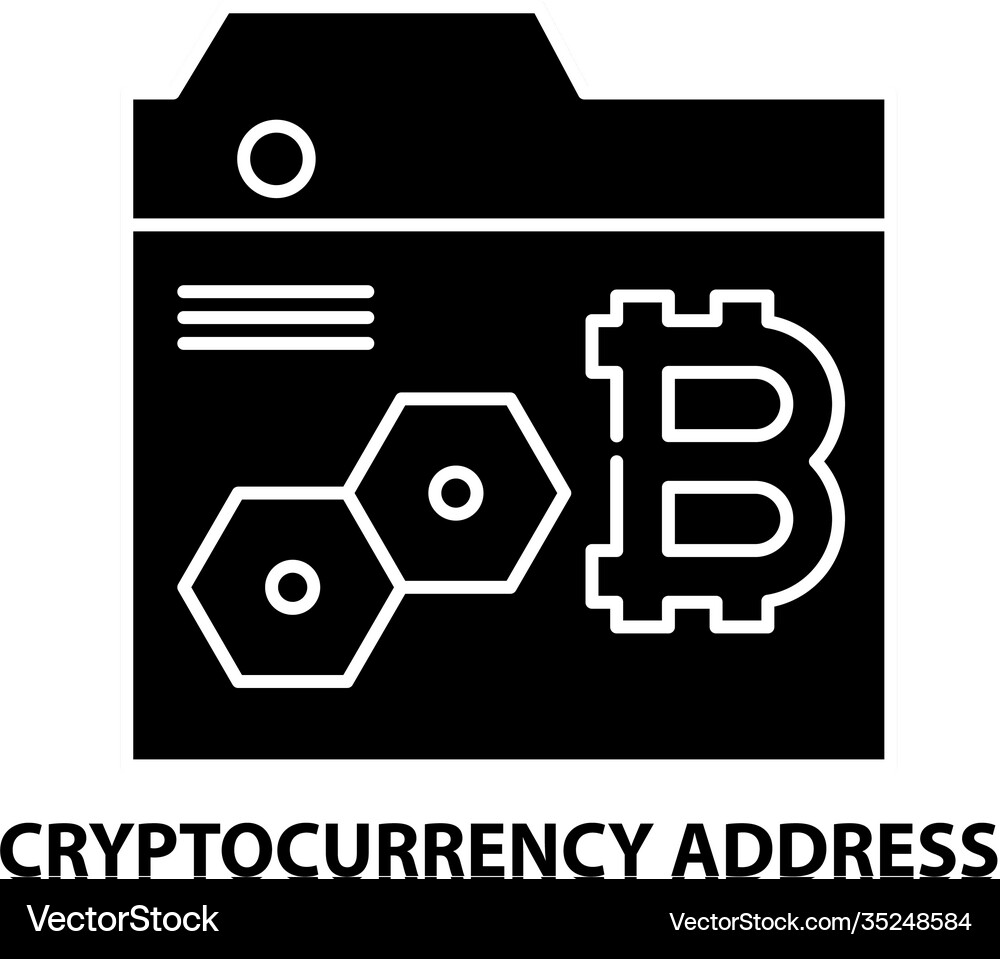 Cryptocurrency address icon black sign – Royalty-Free Vector | VectorStock