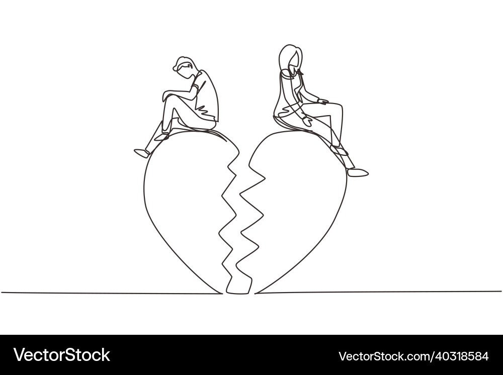 Heartbreak Breakup Line Zeichnung Vektorbild