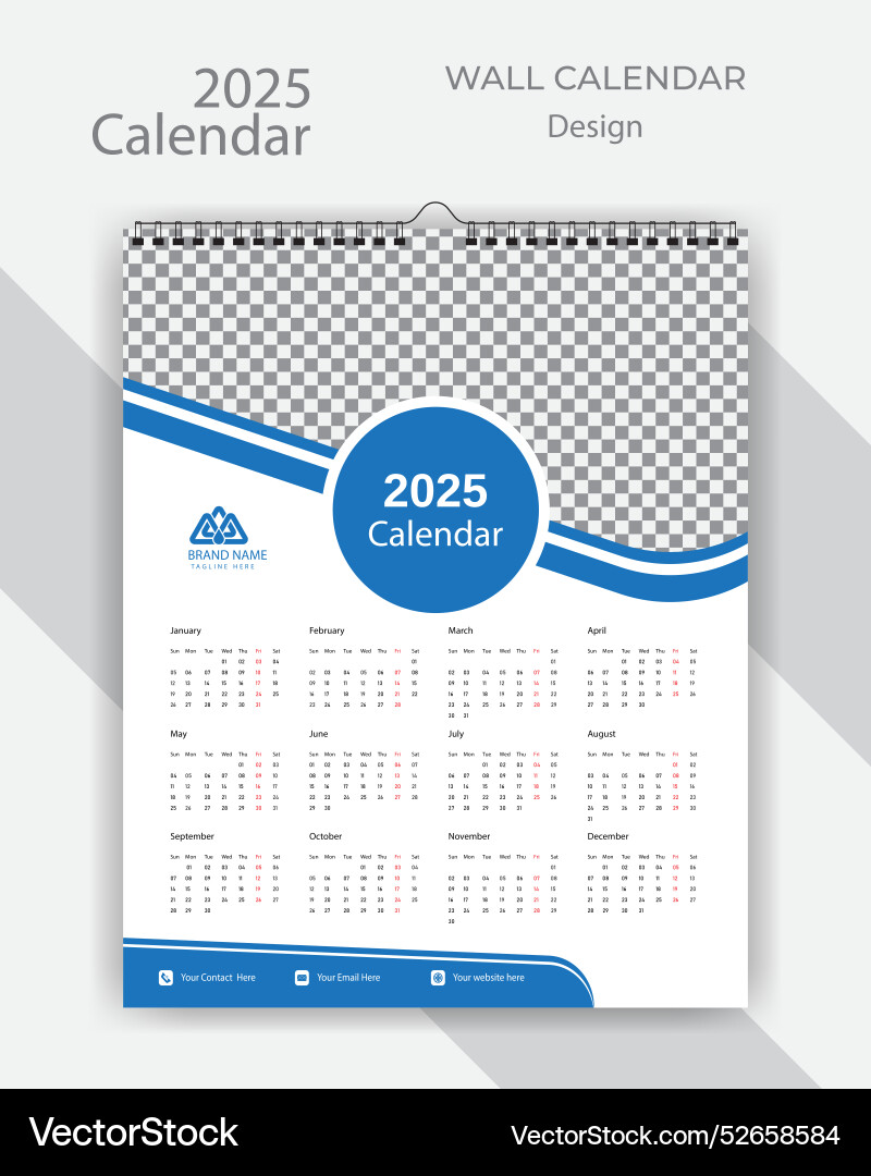 Professional calendar design template 2025 Vector Image