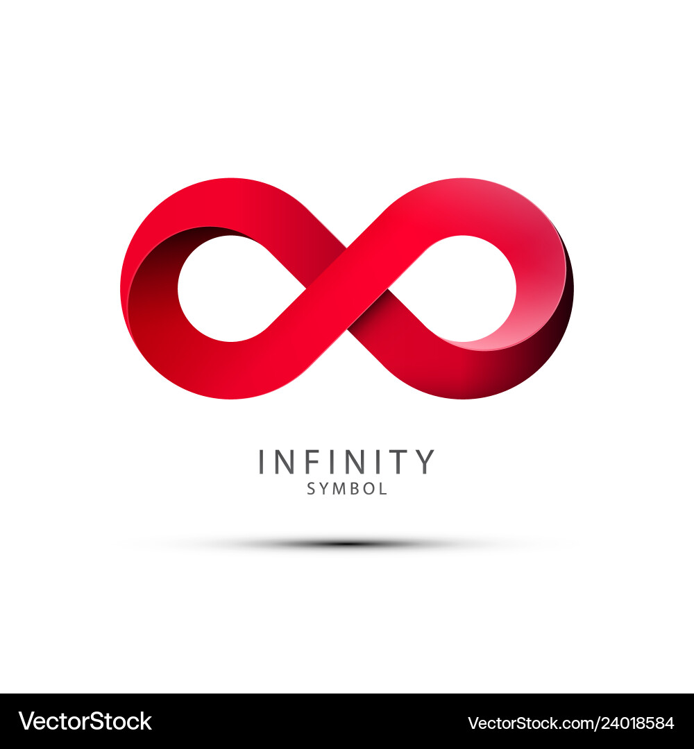 Red Infinity Symbol Icon - Endless Loop Vector Image