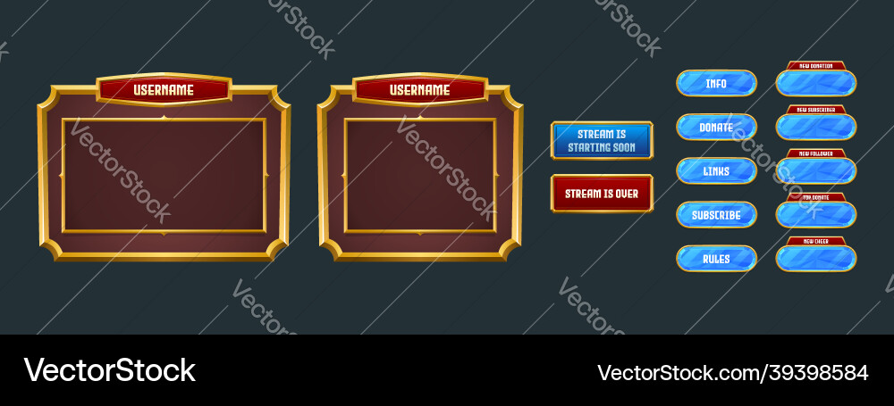 Stream overlay game twitch frame streaming screen Vector Image