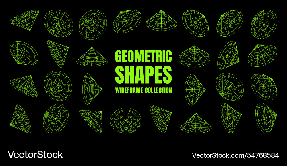 Wireframe lined shapes perspective mesh 3d grid Wireframe lined shapes perspective mesh 3d grid vector image
