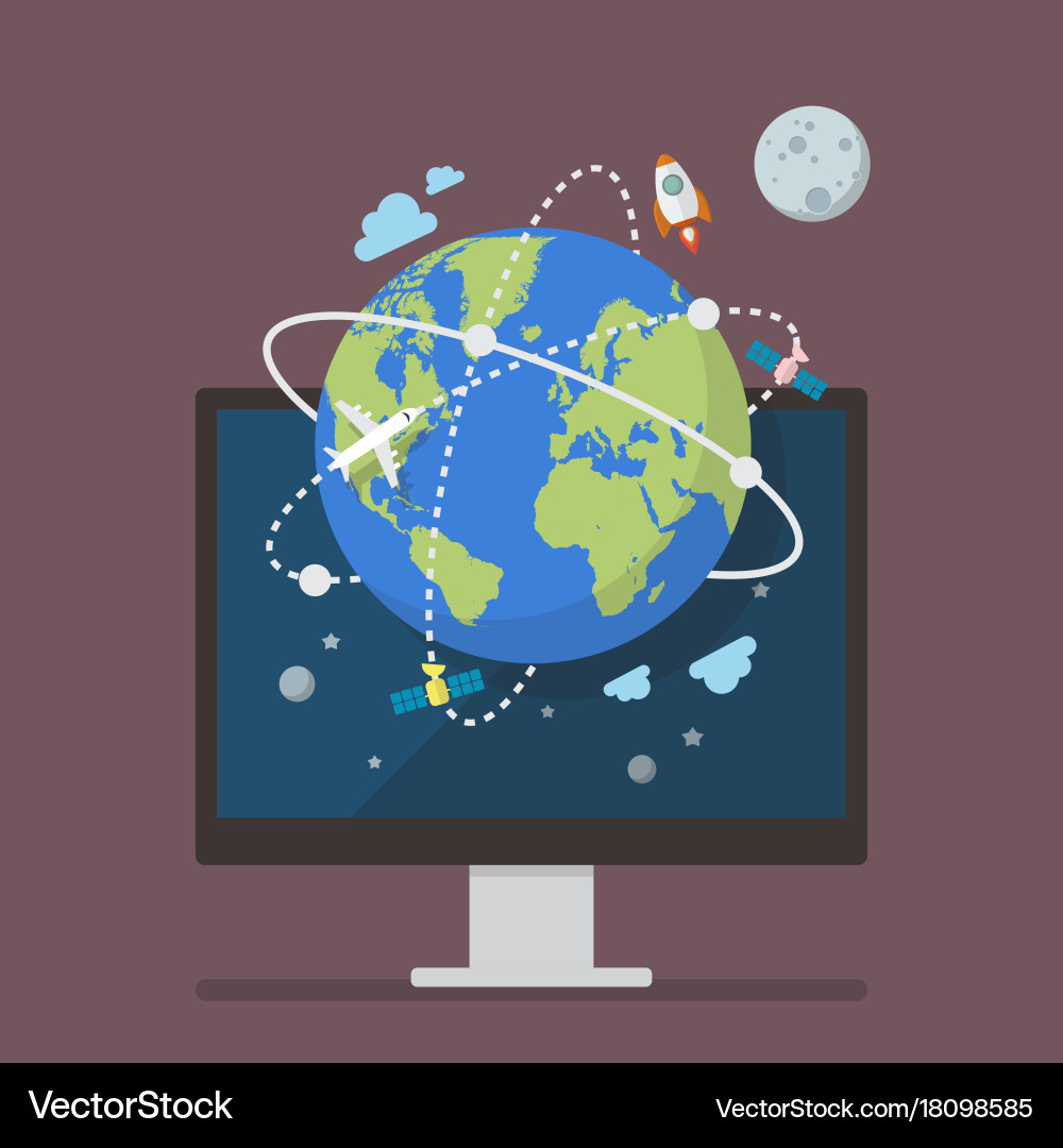 Global network connection from computer screen Vector Image