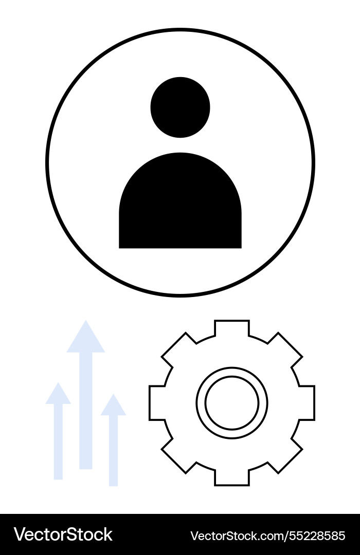 User profile linked with gear and arrows User profile linked with gear and arrows vector image