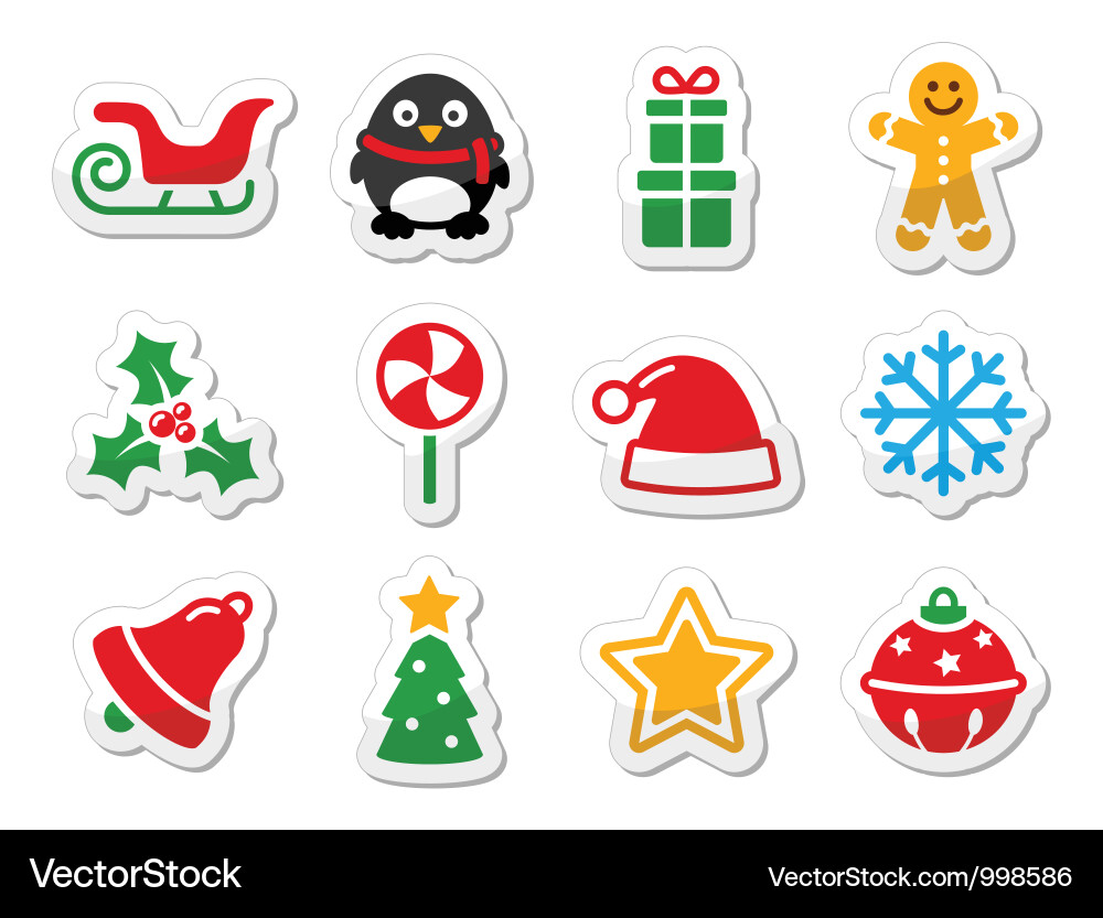 Christmas Icon Set - Festive Decorations Vector Image
