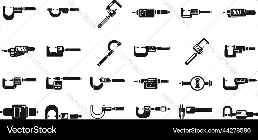 Digital micrometer icons set simple Digital micrometer icons set simple vector image