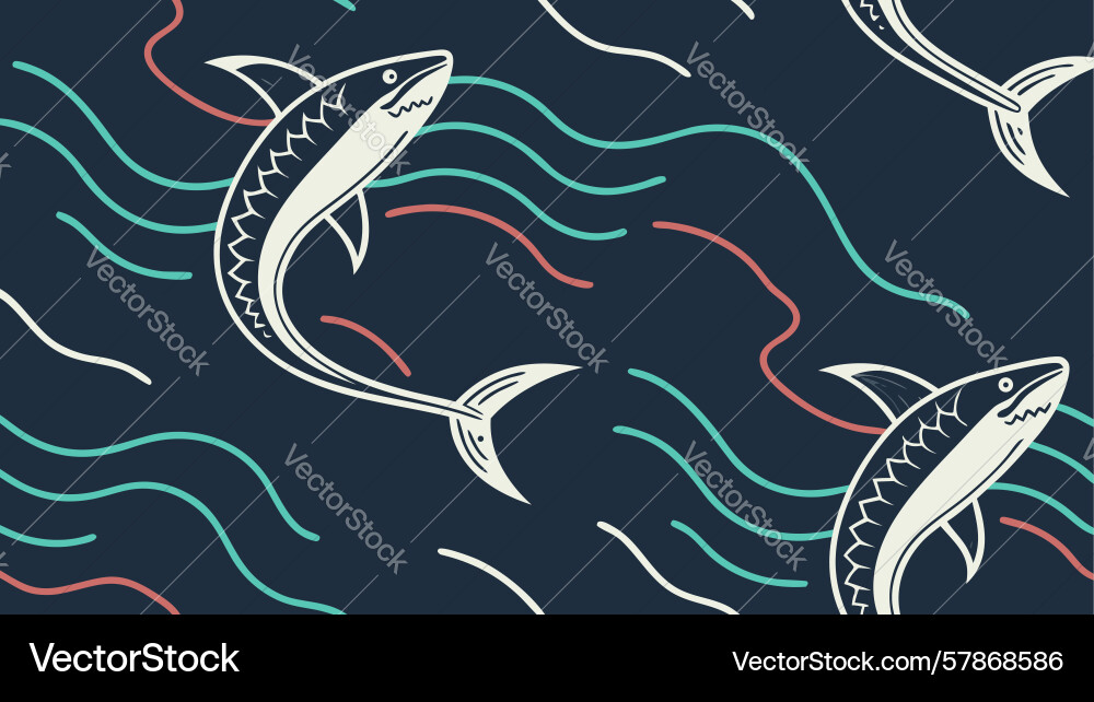 Dynamic sharks in ocean pattern design generative Vector Image