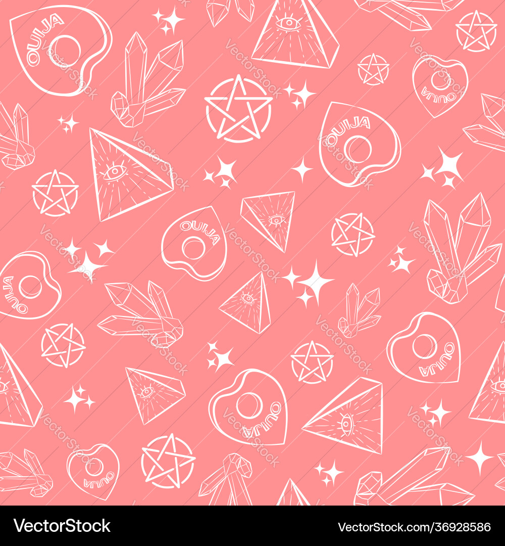 Pink occult seamless pattern with witch objects Pink occult seamless pattern with witch objects vector image