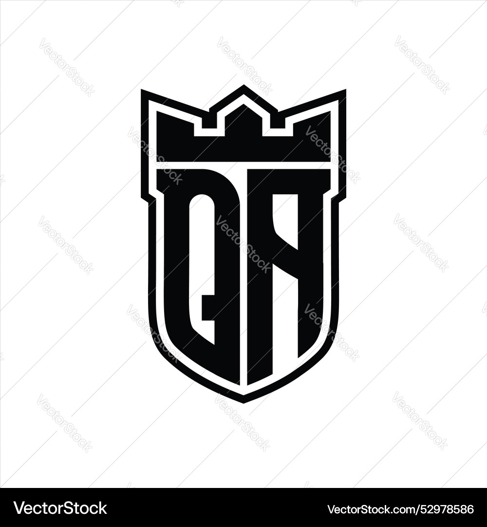 Qa logo shield shape with geometric crown inside Vector Image