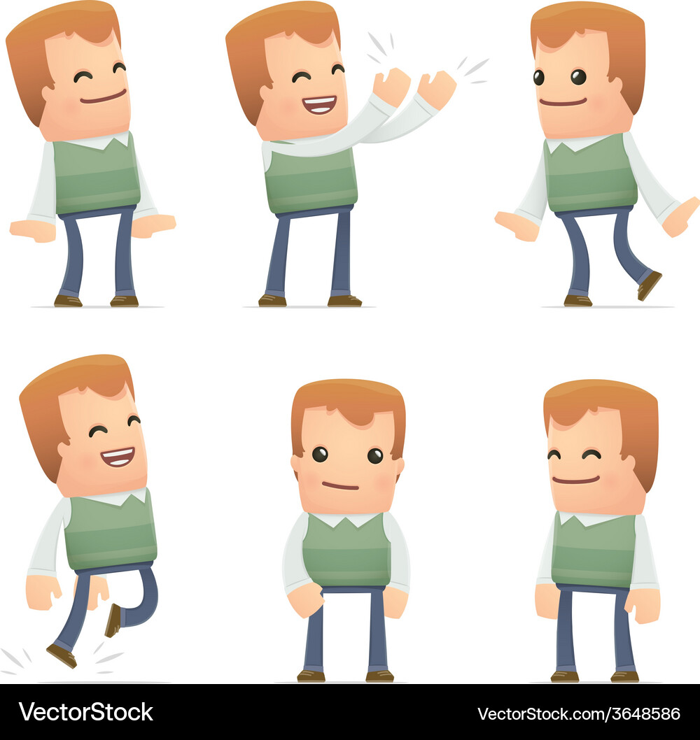 Set of neighbor character in different poses Vector Image