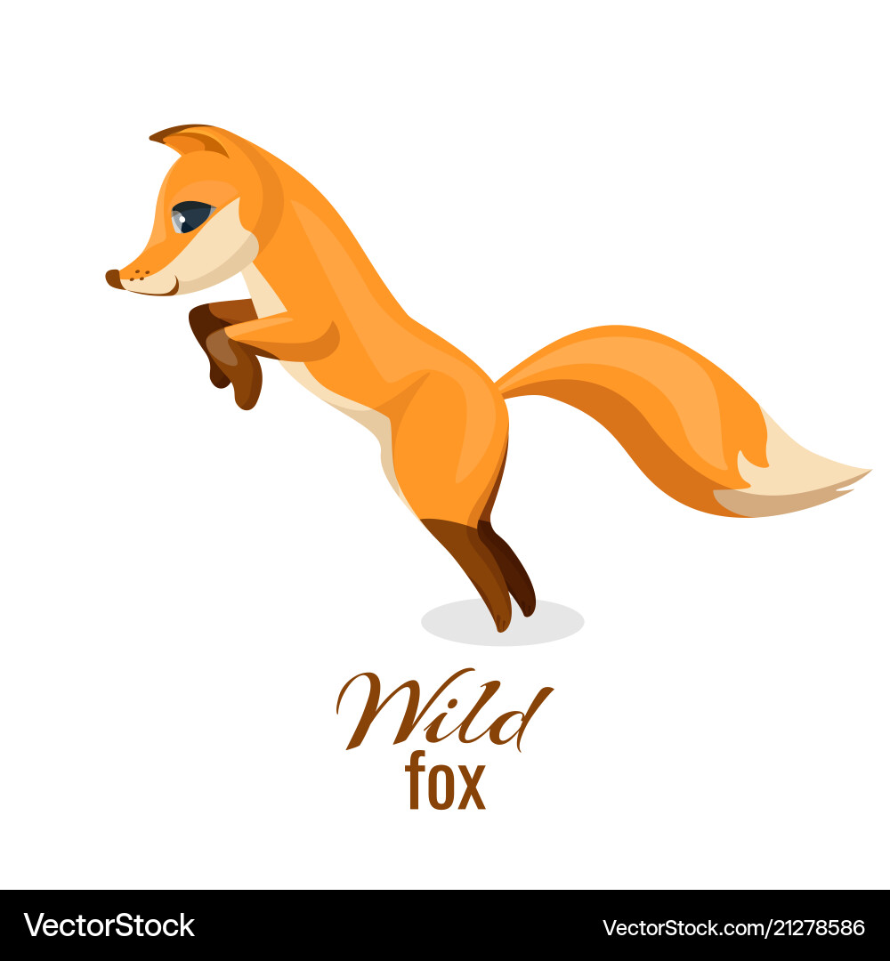 Wild fox cheerful animal with orange fur vector image