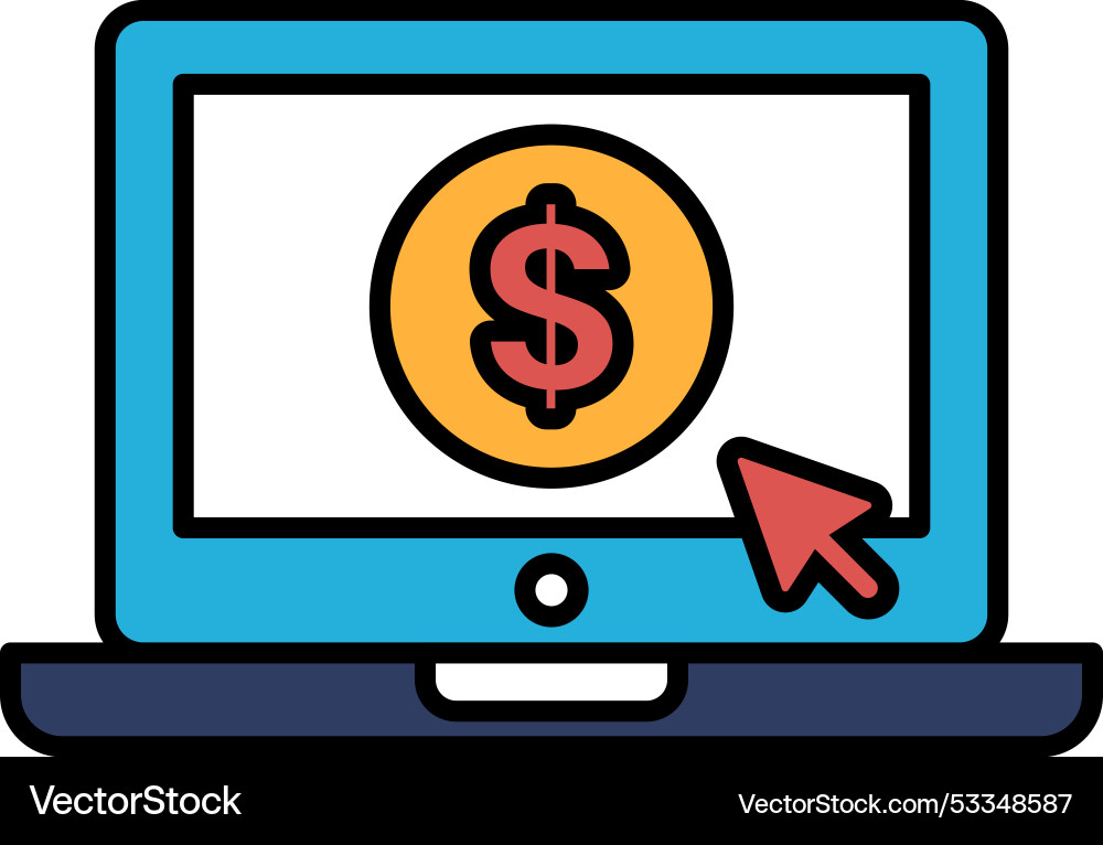 A computer screen with dollar sign and mouse Vector Image