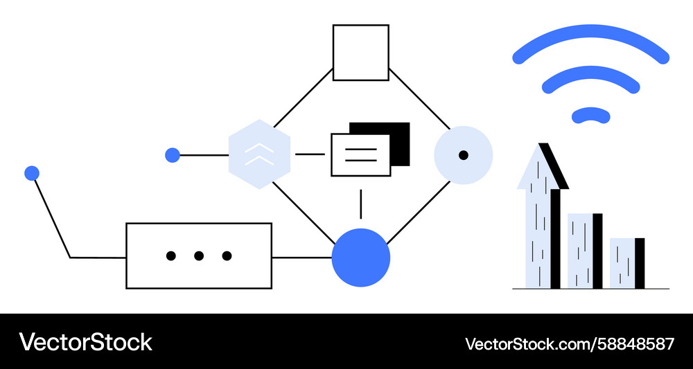 Abstract data flow diagram with network connection Abstract data flow diagram with network connection Vector Image