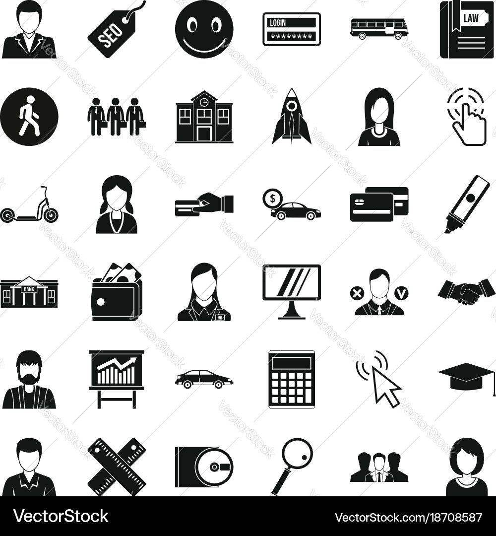 Action icons set simple style Vector Image