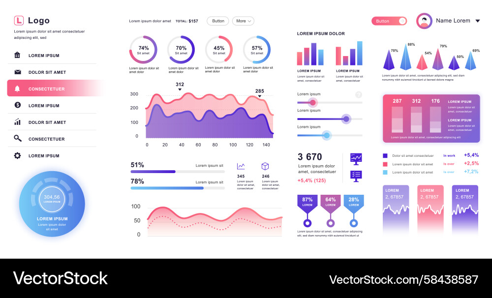 Admin Dashboard UI Template Vector Image