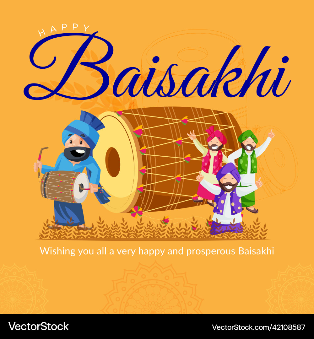 Banner design of happy baisakhi vector image