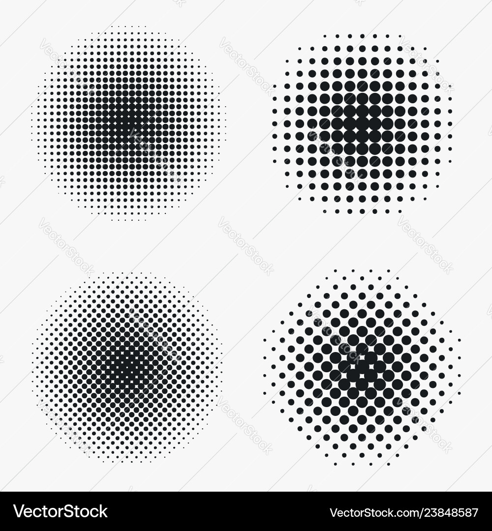 Circle halftone effects set Circle halftone effects set vector image