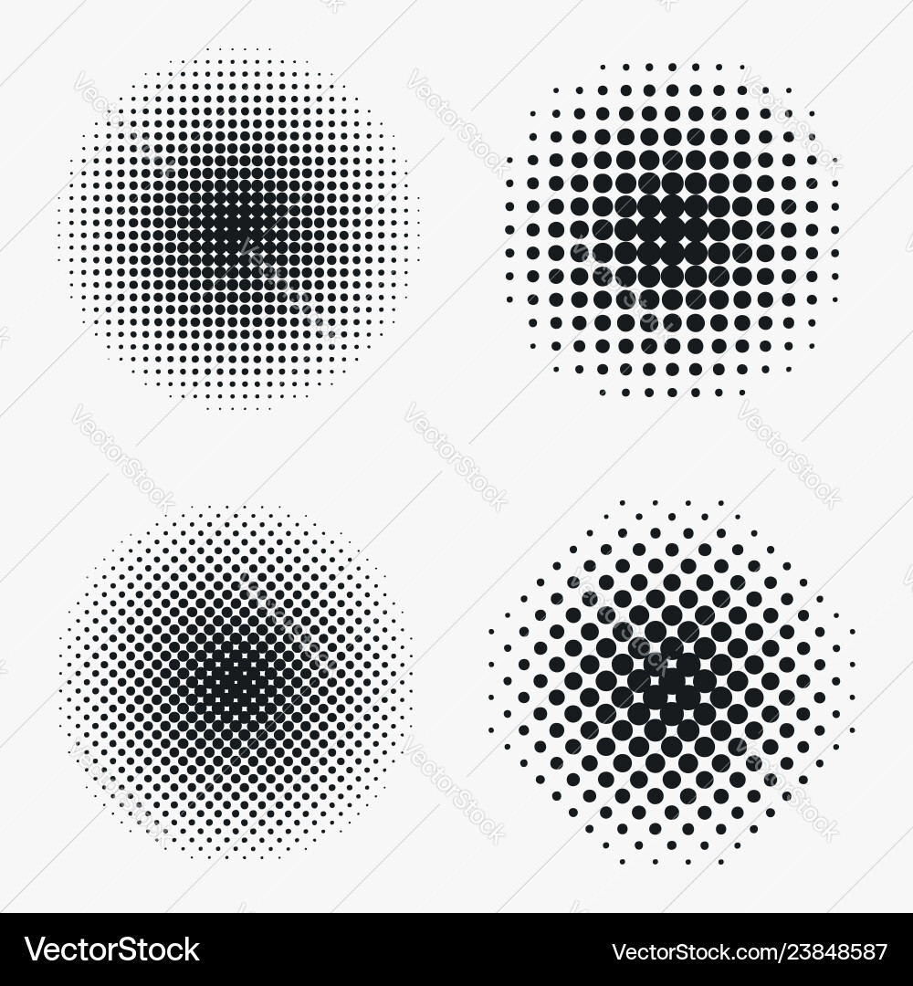 Circle halftone effects set vector image