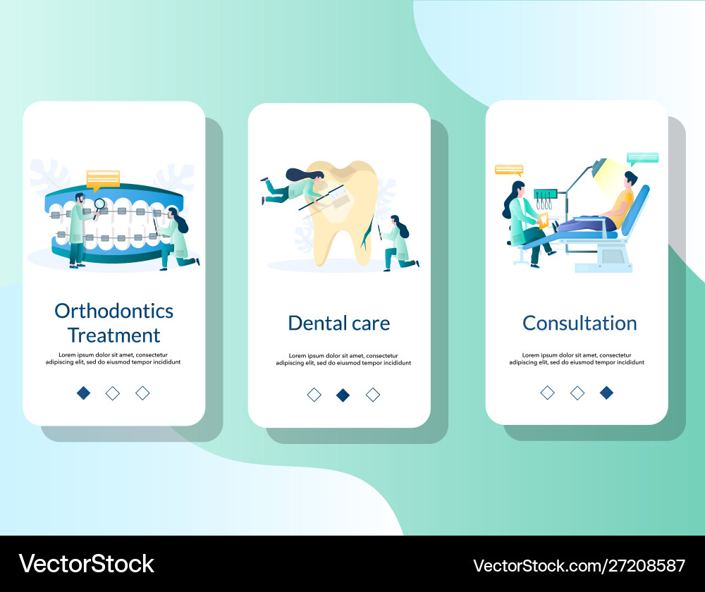 Dental App Onboarding Screens Vector Image