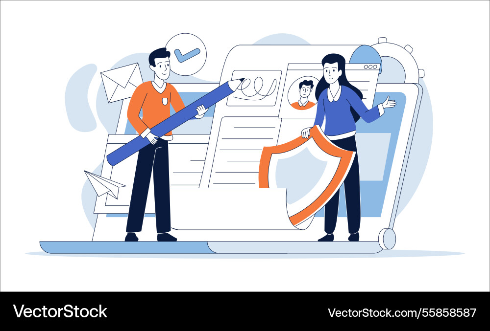 Digital signature and data protection user Digital signature and data protection user vector image