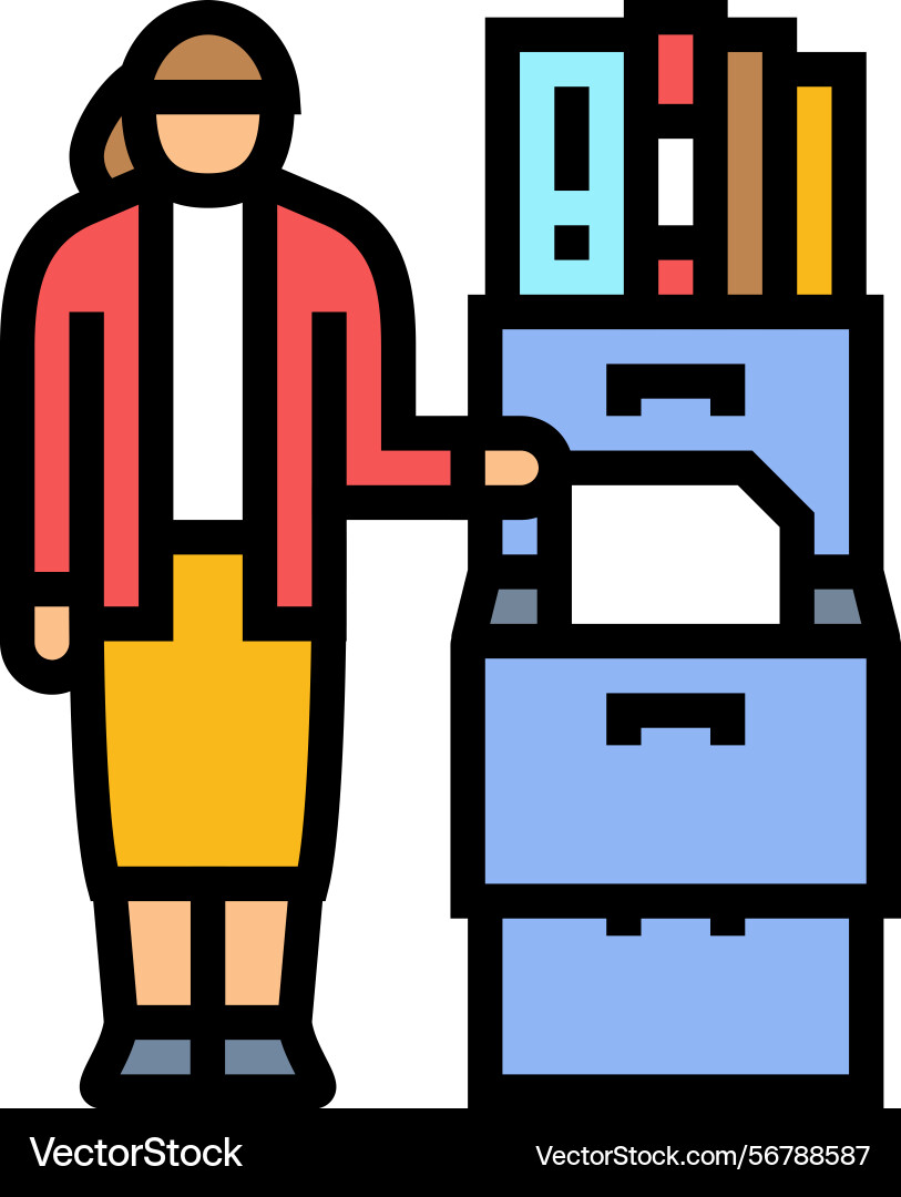 Document sorting office assistant color icon vector image