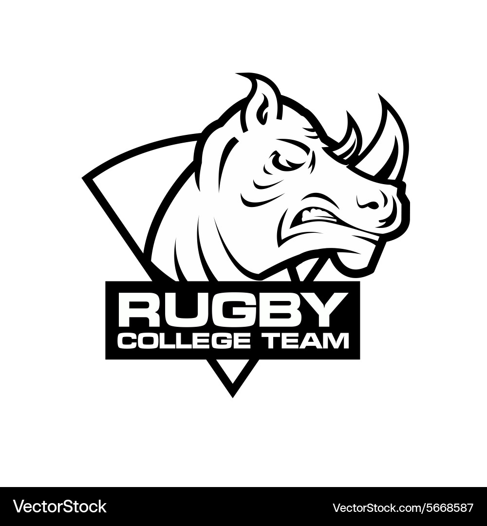Rugby Rhino Logo - Strong Head Badge Vector Image