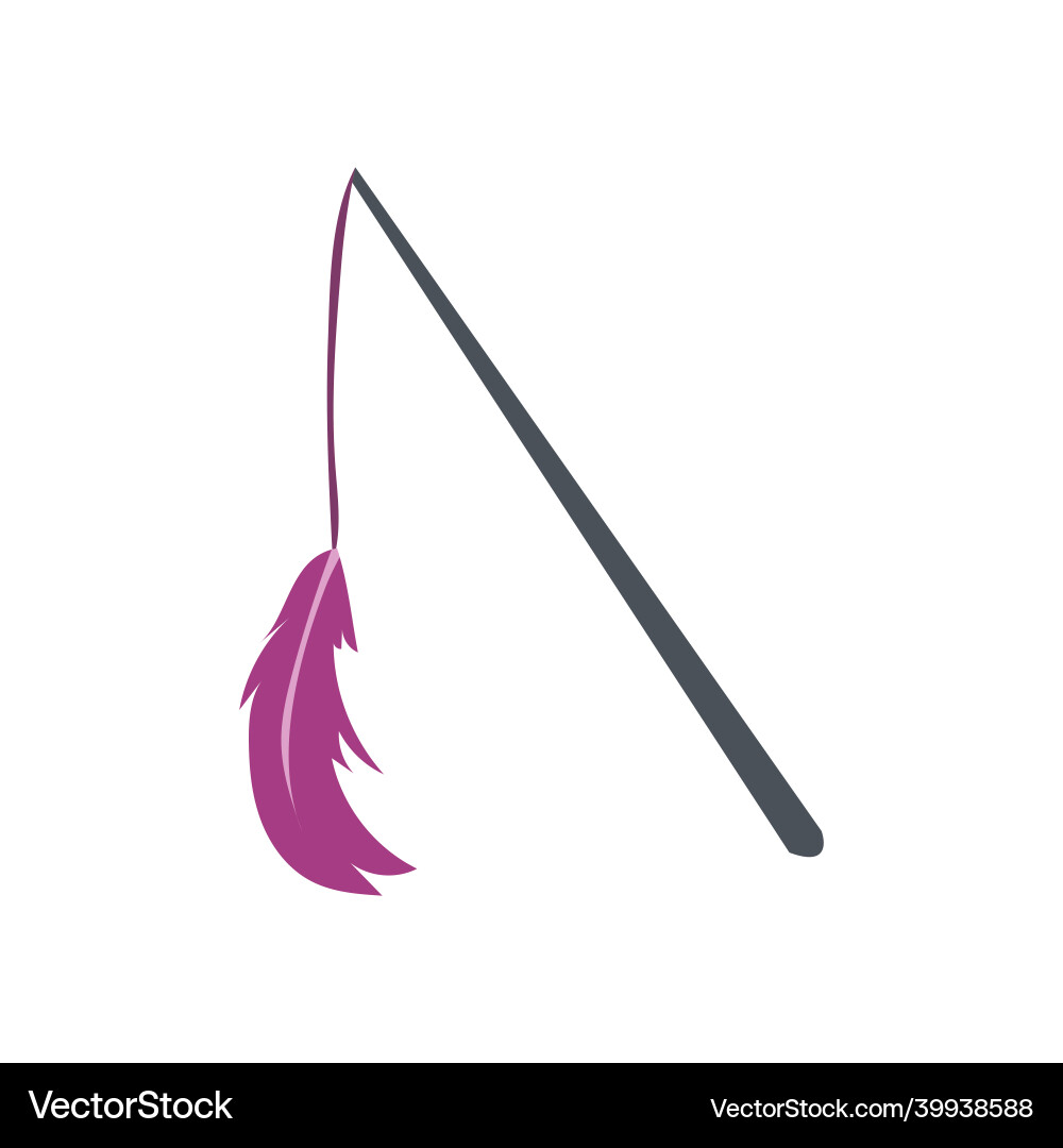 Cat Teaser Stick mit Federspielzeug vektorbild