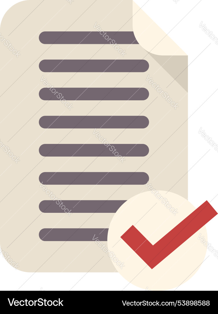 Document with check mark icon showing validation Document with check mark icon showing validation Vector Image
