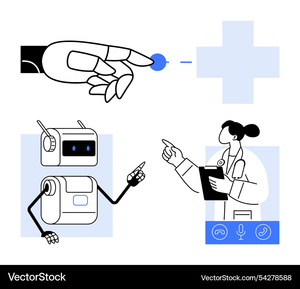Robotics in healthcare virtual consultations Robotics in healthcare virtual consultations vector image