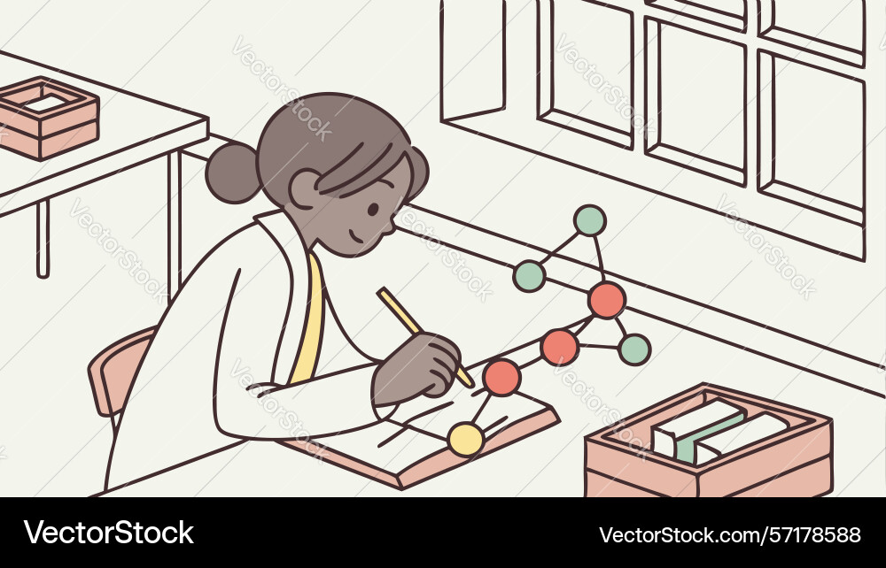 Scientist working with molecular models design vector image