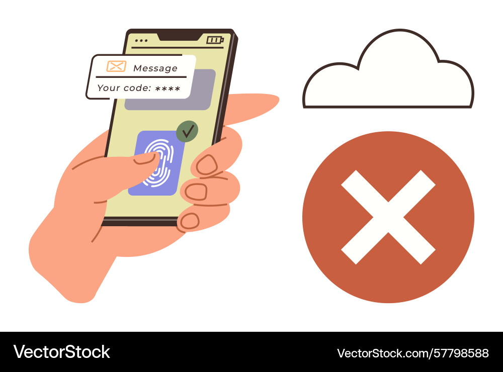 Secure smartphone authentication with fingerprint vector image
