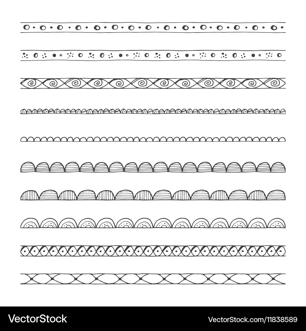 Hand drawn borders design elements vector image