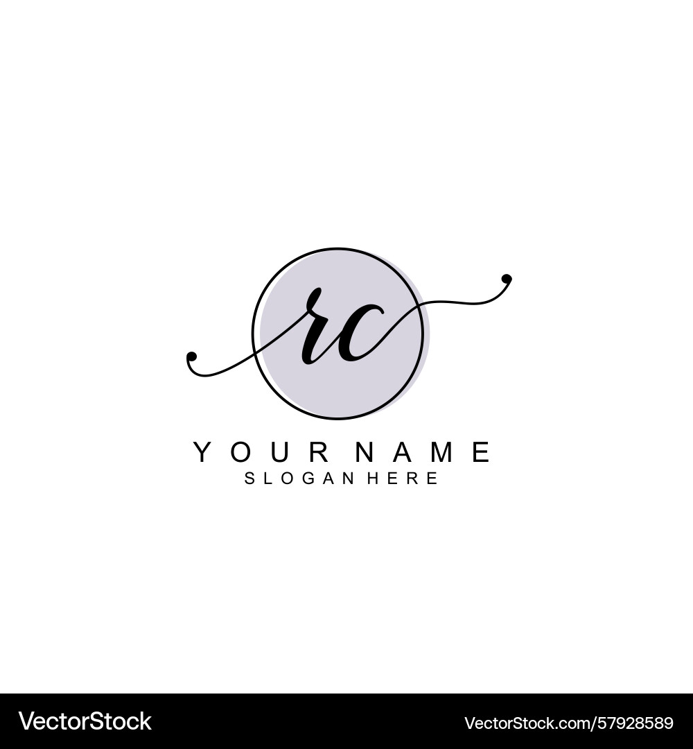Handwriting logo concepts with initial rc Vector Image
