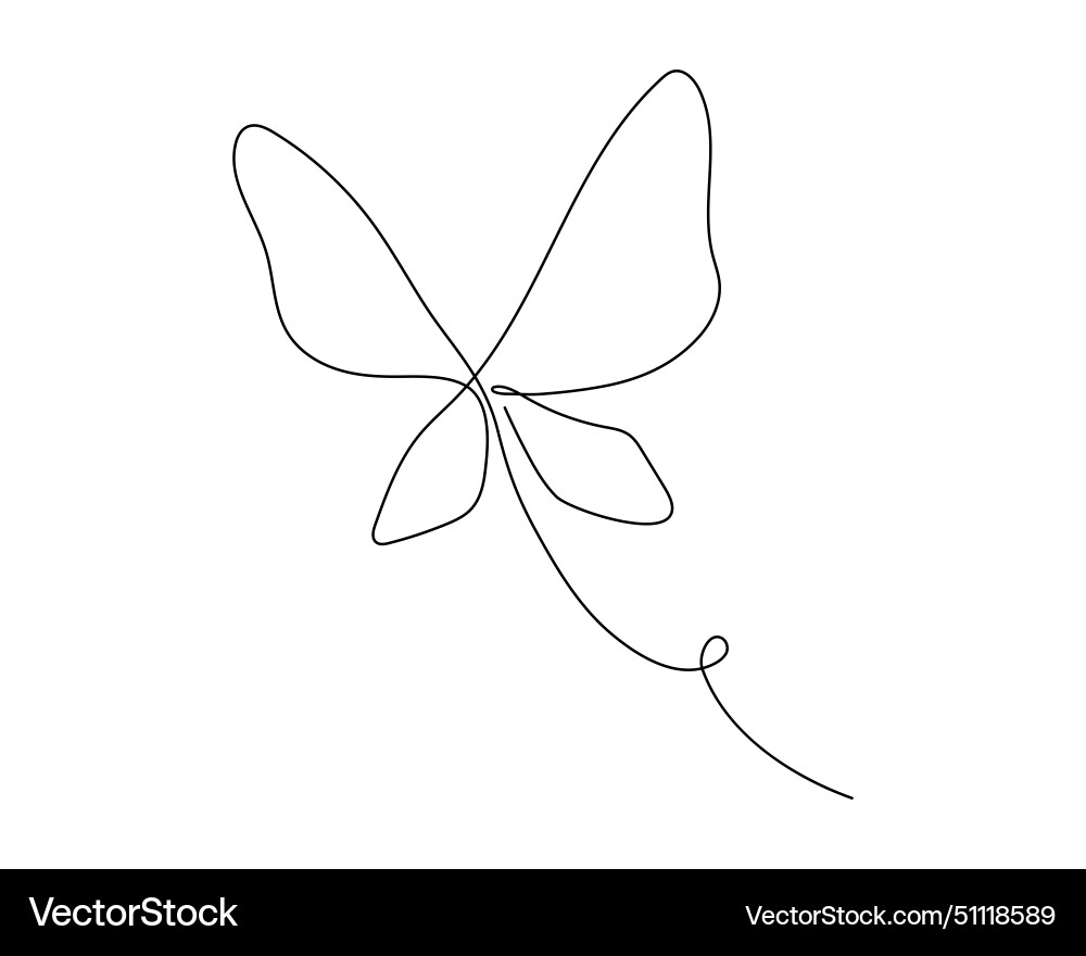 One continuous line butterfly One continuous line butterfly vector image